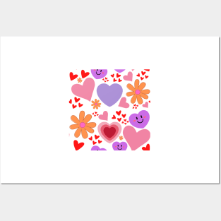 Happy Hearts and Flowers Posters and Art